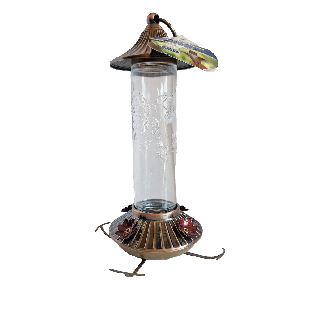 Audubon 24102 Bird Feeder, Hummingbird, Embossed Glass, 14-oz.